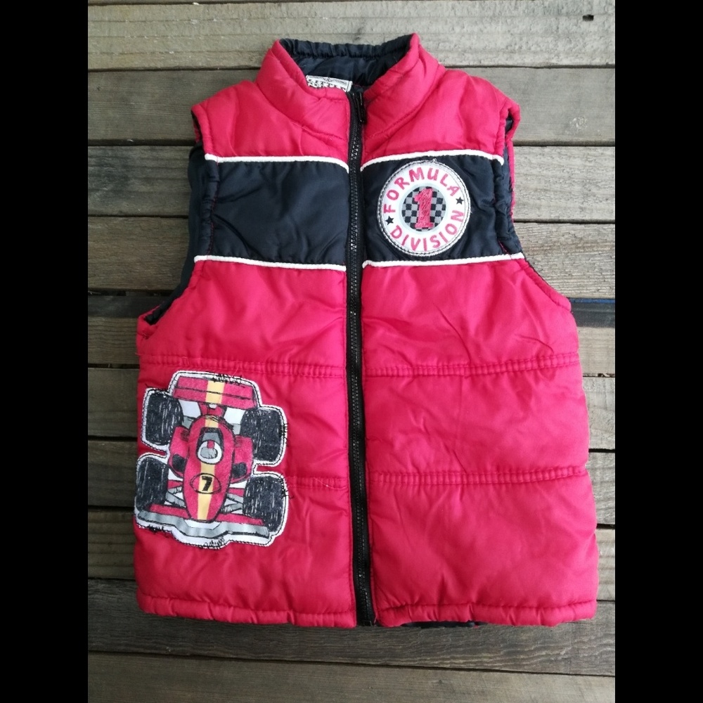 Little Rebel Red Race Car Puffer Vest Size 4T